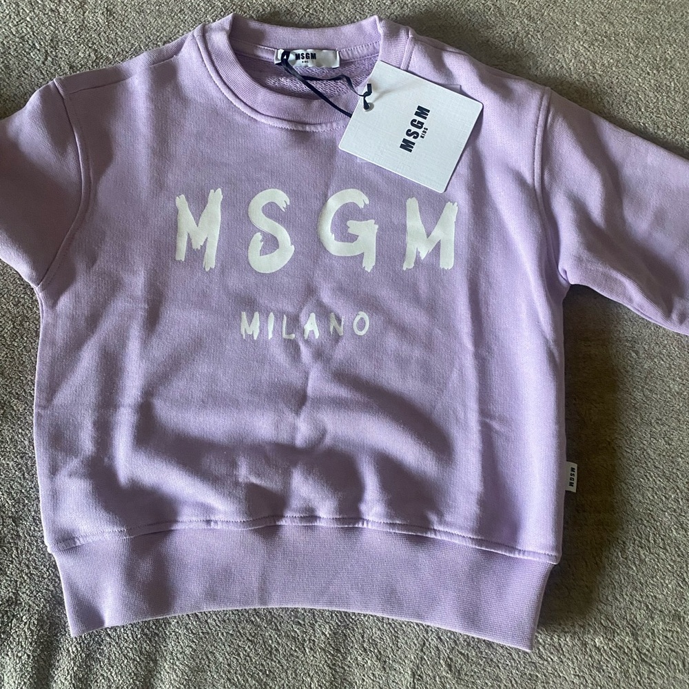 MSMG kids sweatshirt, size 4T, purple, never worn with tags.